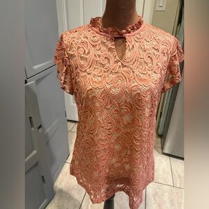 PerSeption Concept Lace Blouse in Peach